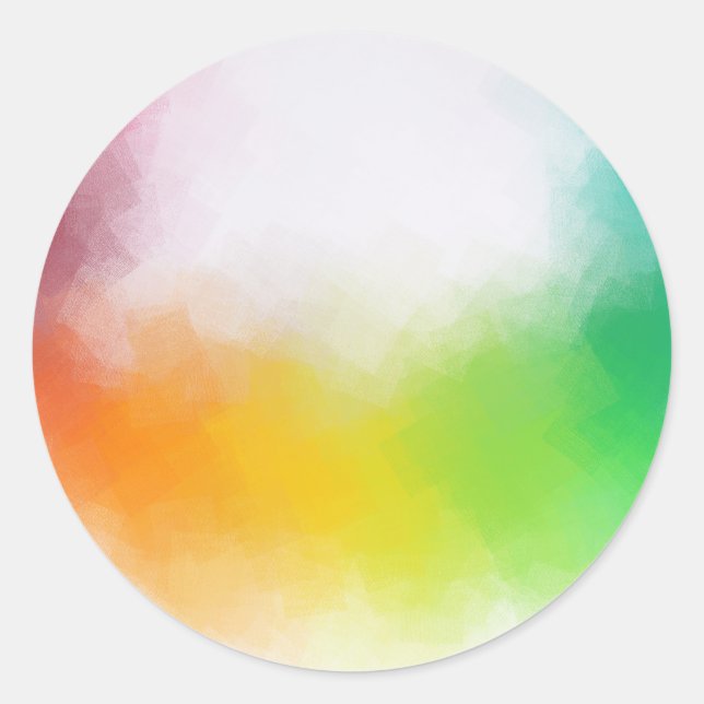Pegatina Redonda Arte abstracto colorido plantilla en blanco amaril (Anverso)