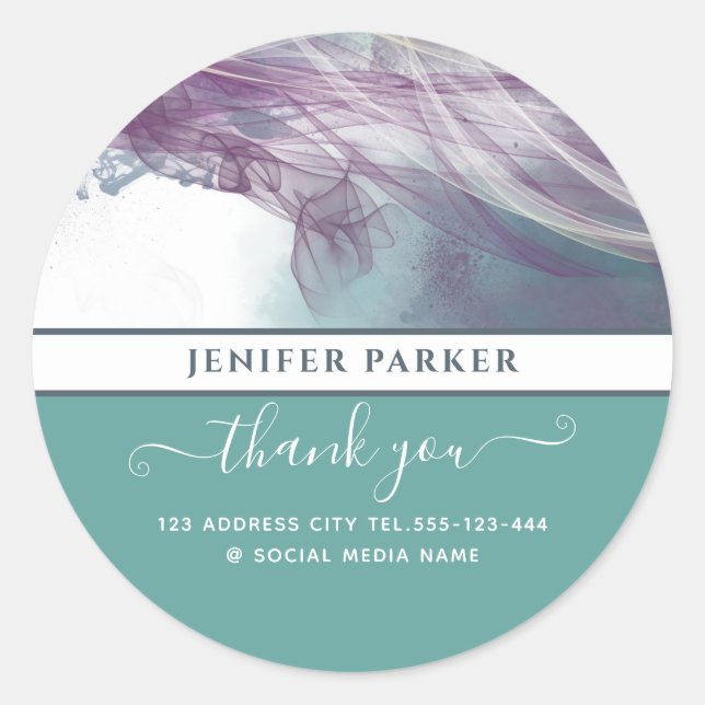 Pegatina Redonda arte abstracto contemporáneo guión moderno gracias (Anverso)