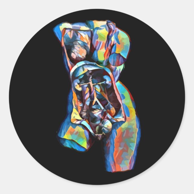 Pegatina Redonda arte abstracto del cuerpo de la anatomía humana co (Anverso)