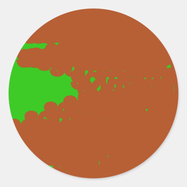 Pegatina Redonda arte abstracto marrón y verde (Anverso)