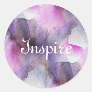 Pegatina Redonda arte abstracto púrpura del cubismo inconsútil