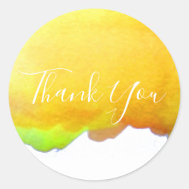 Pegatina Redonda Arte acuarela amarillo canario Gracias