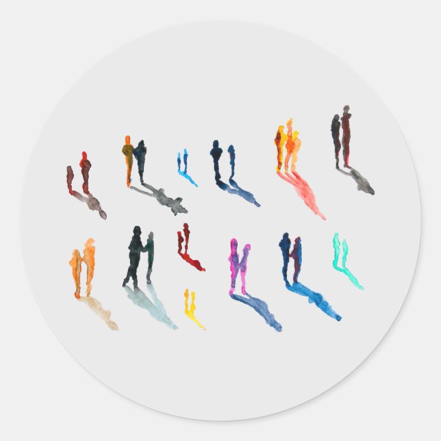 Pegatina Redonda Arte acuarela arte fino (Anverso)