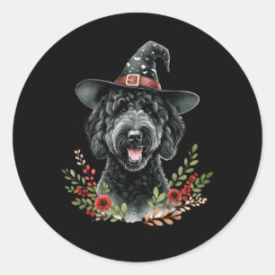 Pegatina Redonda Arte acuarela de Halloween de perro Labradoodle ne