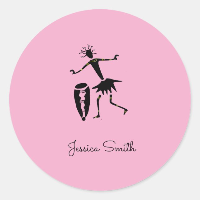 Pegatina Redonda Arte africano, danza Inspiradora (Anverso)