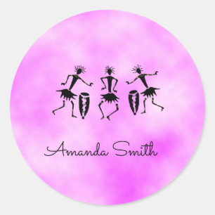 Pegatina Redonda Arte africano, danza Inspiradora en la nube rosa
