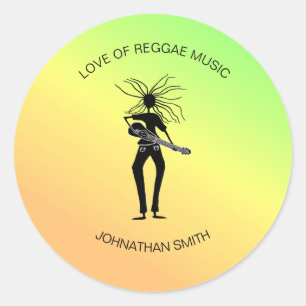 Pegatina Redonda Arte africano, maravilloso día de padre de guitarr