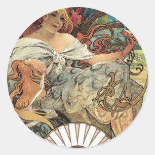 Pegatina Redonda Arte Antiguo Modernista, Galletas por Alphonse Muc