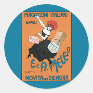 Pegatina Redonda Arte Antiguo Modernista Magazzini Italiani por Cap