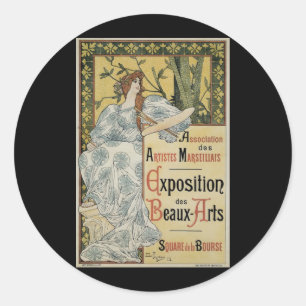 Pegatina Redonda Arte Antiguo Moderno, Exposición de Bellas Artes