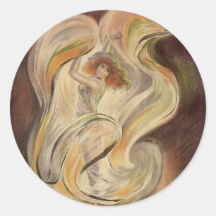 Pegatina Redonda Arte Antiguo Moderno, La Loie Fuller Bailarina Mod