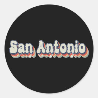 Pegatina Redonda Arte Clásico Ciudad Cromo San Antonio Texas