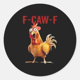 Pegatina Redonda Arte Clásico Vintage de Pollo F-Caw-F
