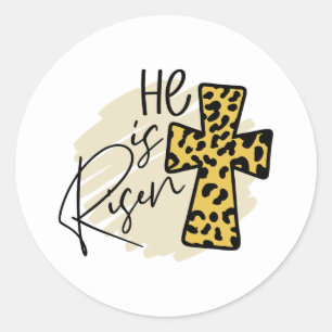 Pegatina Redonda Arte con palabras de Jesús resucitado genial