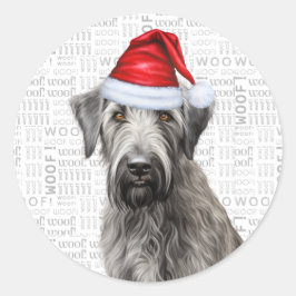 Pegatina Redonda Arte con palabras de perro lobo festivo en Navidad