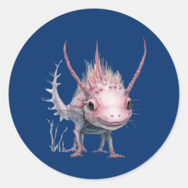 Pegatina Redonda Arte Cute Axolotl