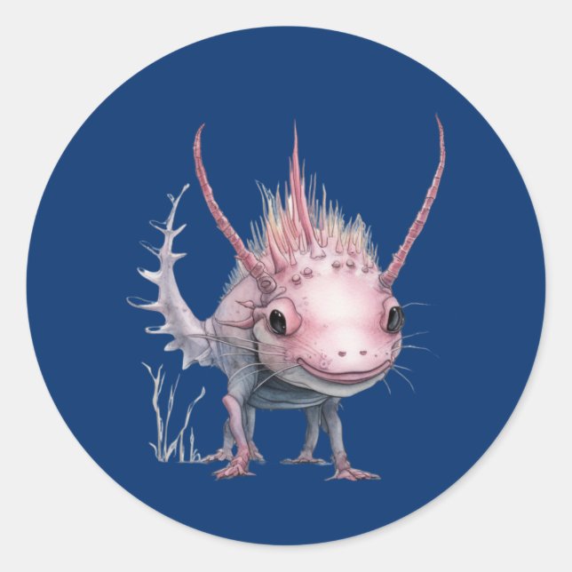 Pegatina Redonda Arte Cute Axolotl (Anverso)