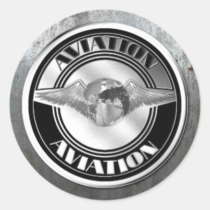 Pegatina Redonda Arte de aviación de época