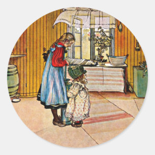 Pegatina Redonda Arte de Carl Larsson: La cocina