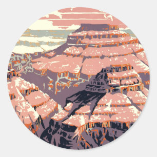 Pegatina Redonda Arte de cartel WPA del Parque Nacional del Gran Ca