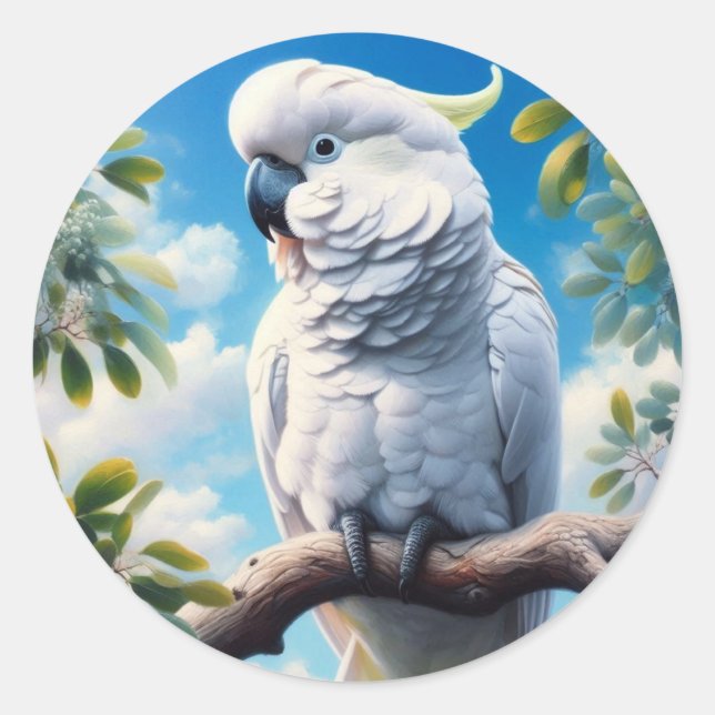 Pegatina Redonda Arte de Cockatoo (Anverso)