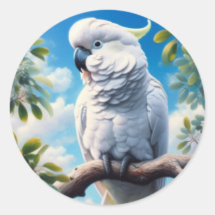 Pegatina Redonda Arte de Cockatoo