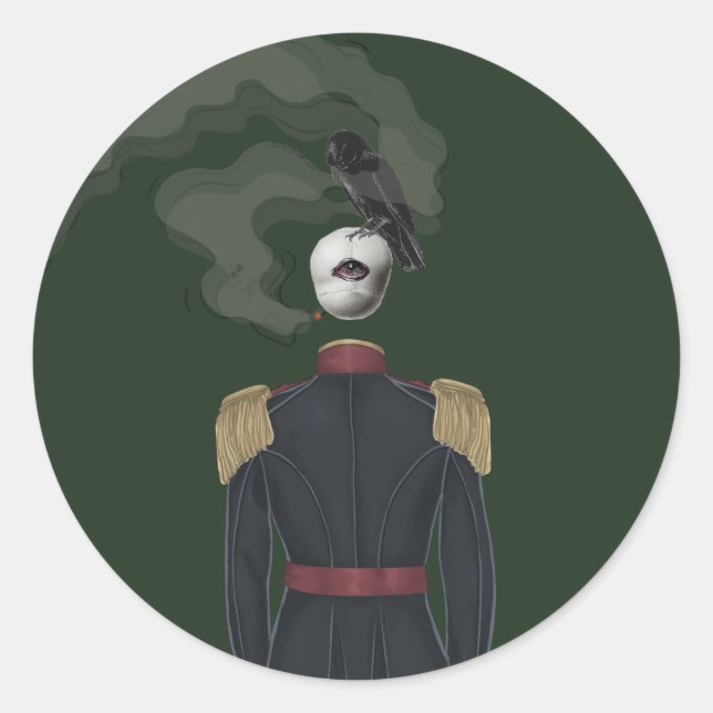 Pegatina Redonda arte de collage de arte oscuro con antecedentes (Anverso)