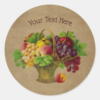 Pegatina Redonda Arte de cosecha de frutas personalizado