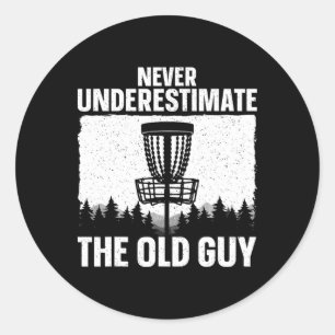 Pegatina Redonda Arte de Disc Golf para abuelo hombre papá jugador 