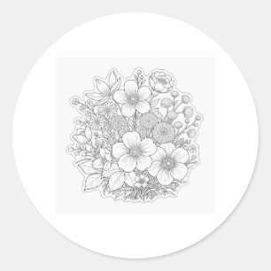 Pegatina Redonda arte de diseño floral