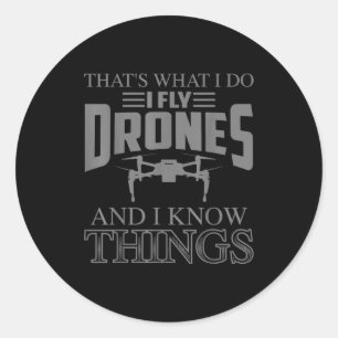 Pegatina Redonda Arte de Drone Divertido para Hombres Mujeres Niños