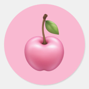 Pegatina Redonda Arte de Emoji de cerezo rosa dulce pastel