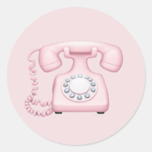 Pegatina Redonda Arte de Emoji de teléfono rosa