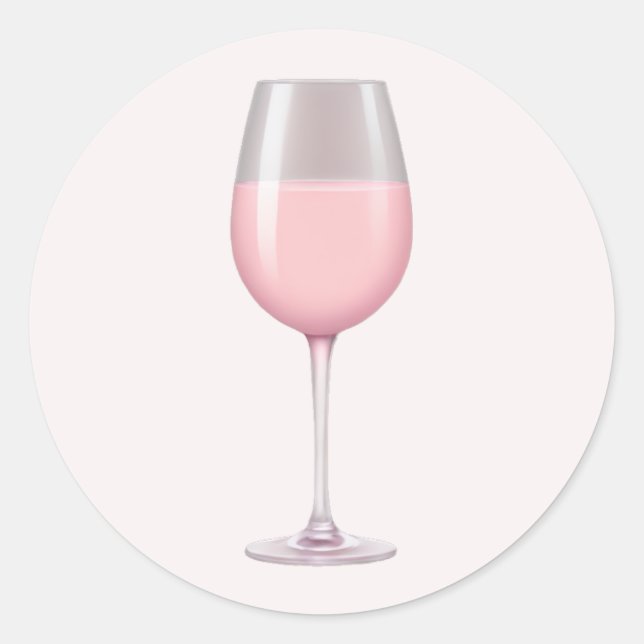 Pegatina Redonda Arte de Emoji de vidrio de vino rosa (Anverso)
