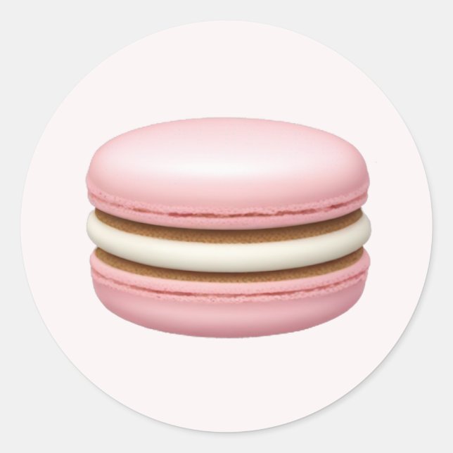 Pegatina Redonda Arte de Emoji Rosa Macaron (Anverso)