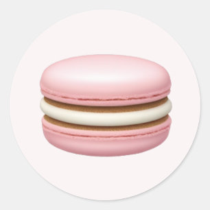 Pegatina Redonda Arte de Emoji Rosa Macaron