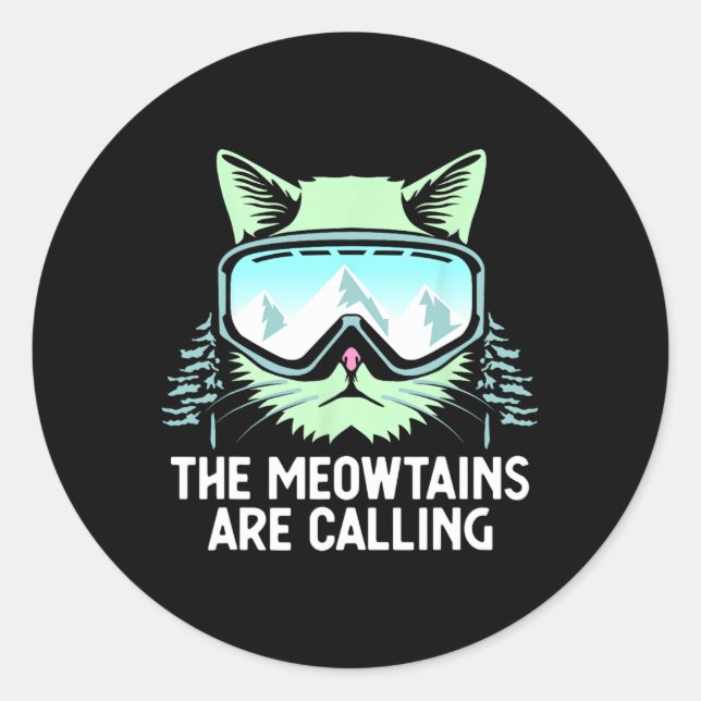 Pegatina Redonda Arte De Esquiar Snowboard Para Hombres Mujeres Niñ (Anverso)