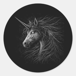 Pegatina Redonda Arte de fantasía medieval grunge con estilo de uni