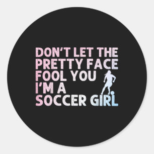 Pegatina Redonda Arte de fútbol divertido para chicas mujeres amant