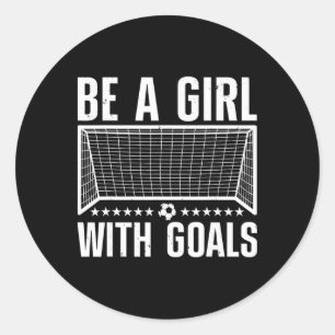Pegatina Redonda Arte de fútbol divertido para mujeres jugadoras de