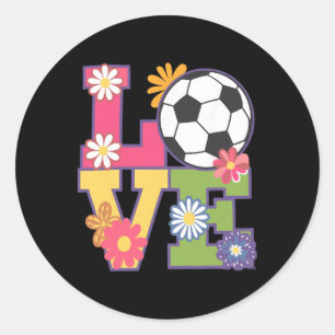 Pegatina Redonda Arte de fútbol divertido para mujeres jugadoras de