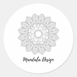 Pegatina Redonda Arte de Geometría Sagrada Mandala Yoga Mantra Flor