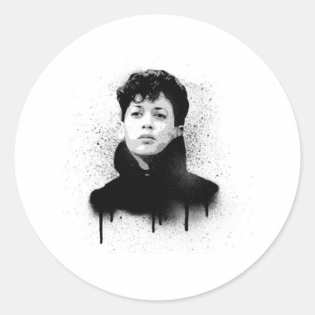 Pegatina Redonda Arte de graffiti joven Kamala Harris (Anverso)