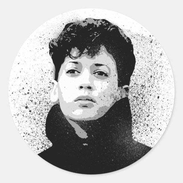 Pegatina Redonda Arte de graffiti joven Kamala Harris (Anverso)