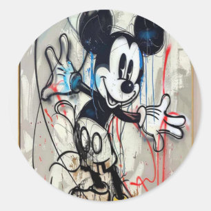 Pegatina Redonda Arte de grafiti de Mickey Mouse estilo de calle pi