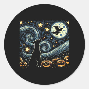 Pegatina Redonda Arte de Halloween estrellado Arte de cielo nocturn