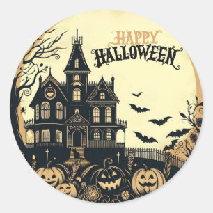 Pegatina Redonda Arte de Halloween feliz