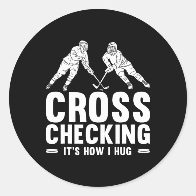 Pegatina Redonda Arte De Hockey Sobre Hielo Divertido Para Hombres  (Anverso)