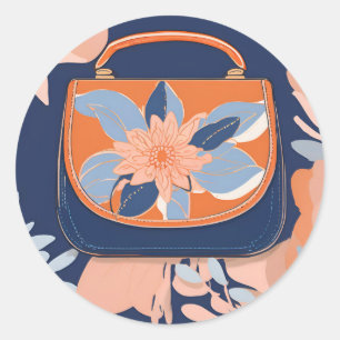 Pegatina Redonda Arte de IA azul Naranja tropical