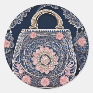 Pegatina Redonda Arte de IA de My Blue Purse